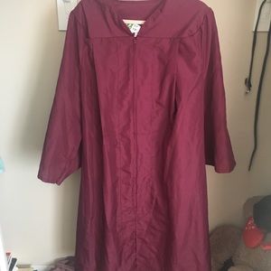 Maroon graduation cap and gown